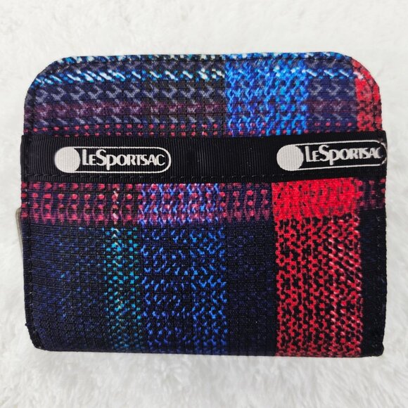 LeSportsac Handbags - LeSportsac Red Blue Green Plaid Bi-Fold Snap Classic Wallet